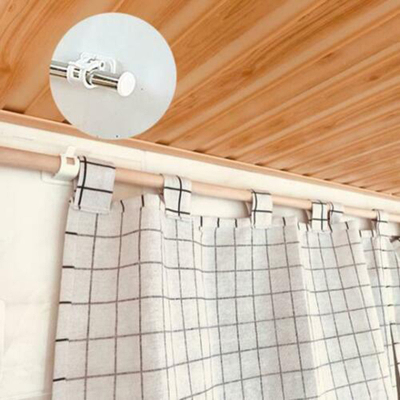 2 4 6 Pcs Hanging Rod Clip Adhesive Wall Curtain Hanging Rod Clamp Hooks Shower Curtain Rod Fixed Clip Hanging Rack Hook