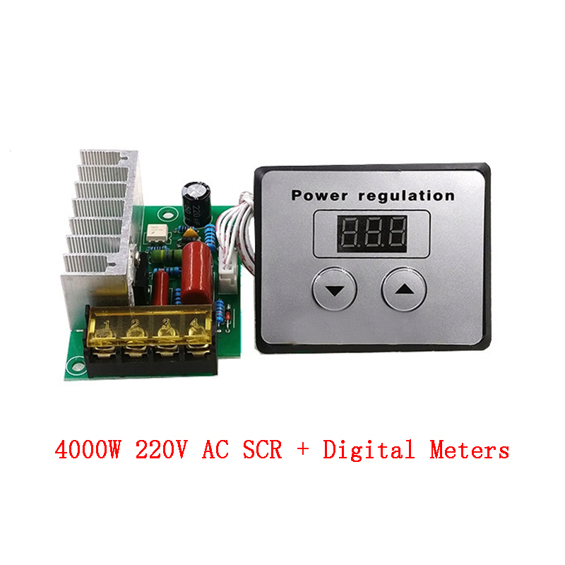 AC 220V 4000W Digital Control SCR Electronic Voltage Regulator Speed Control Dimmer Thermostat + Digital Meters Dimmers