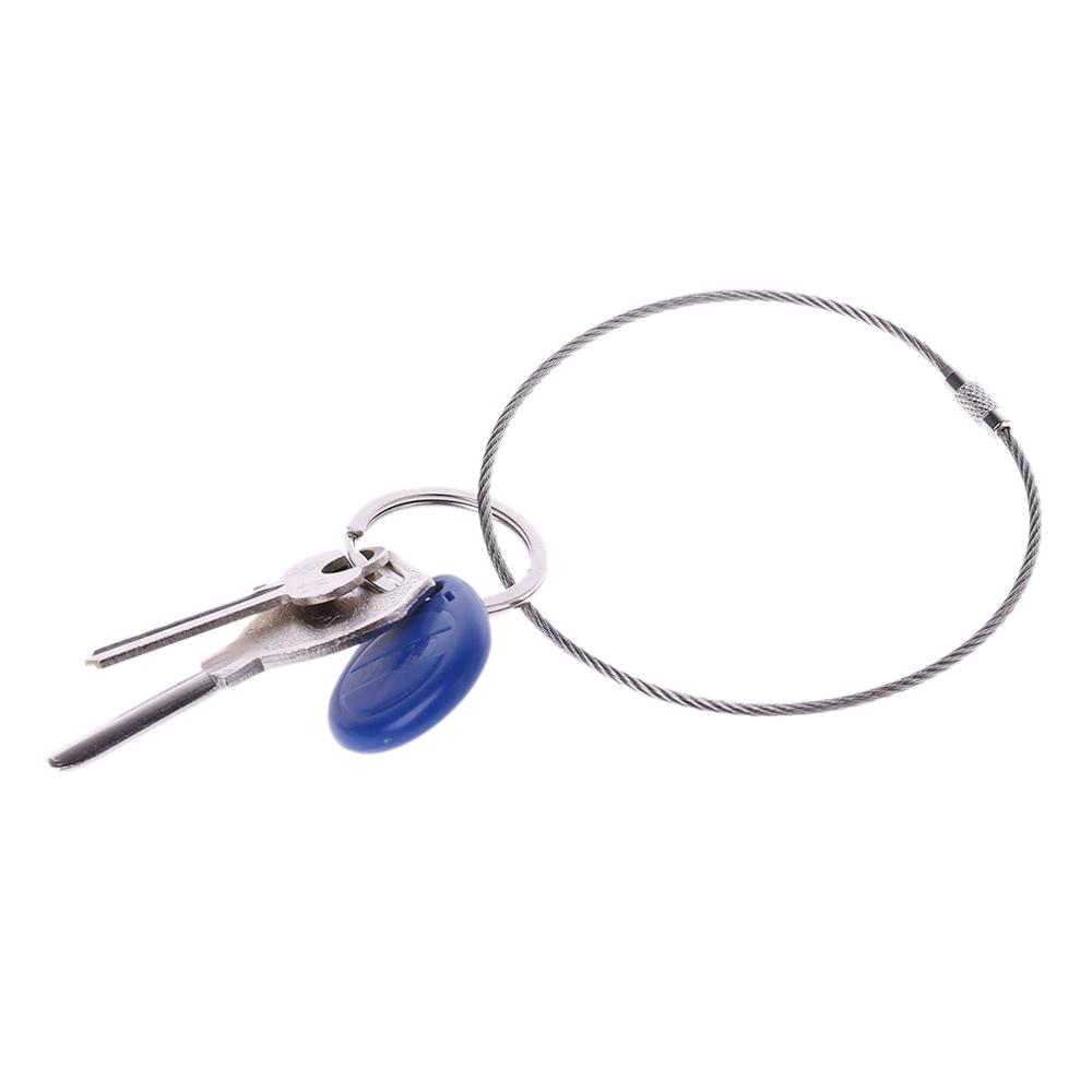Stainless Steel Wire Keychain Cable Key Ring Chain Outdoor Luggage Tag Loop Rope