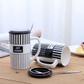 Stripe Milk Cup with Lid and Spoon