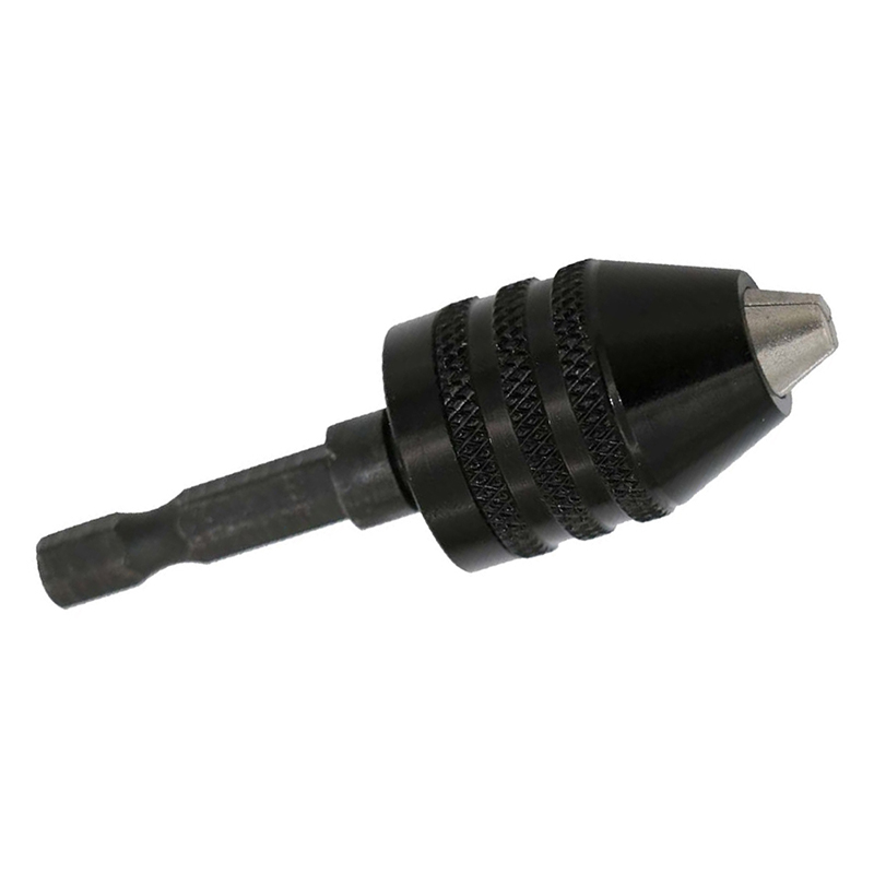 1/4 Inch Hex Shank Keyless Drill Chuck Quick Change Adapter Converter 0.3-6.5MM (Black)
