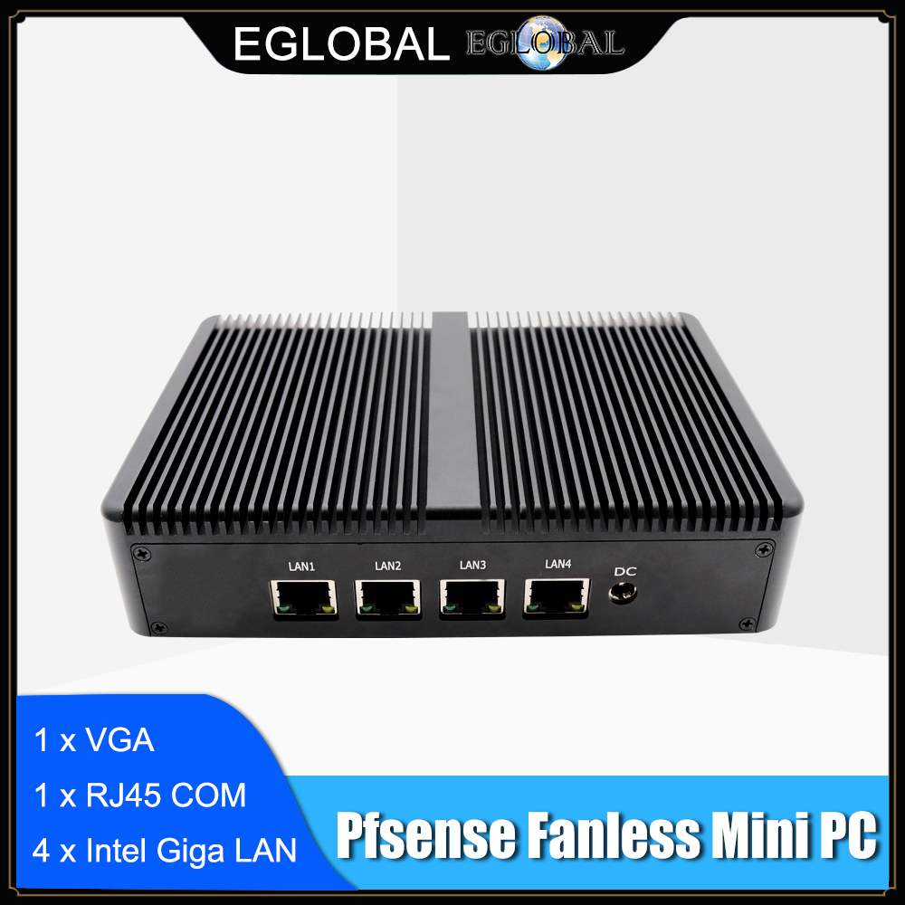 Eglobal Fanless Pfsense Mini PC J1900 Quad Core 4*Intel WG82583 Gigabit Nics Firewall Multi-Function Network Security Router
