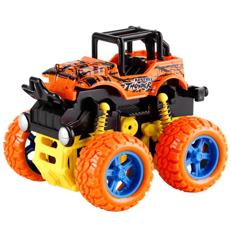 Action & Toy Figures Inertial Spring Off-road Vehicle Four Rubber Wheels Drive Car Model Toys For Children Kids Amazing Gift
