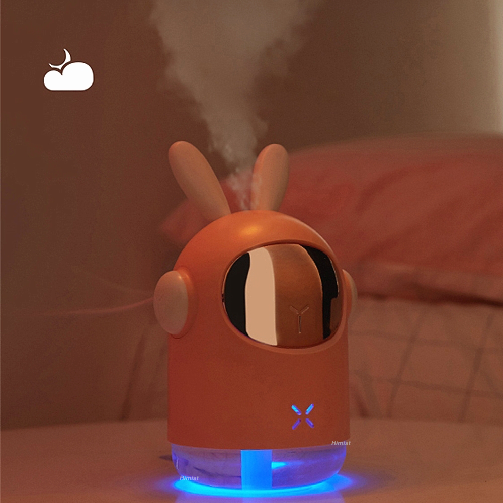 Space Bunny Humidifier 350ml Cute Rabbit Ultrasonic Cool Mist Maker Aroma Air Oil Diffuser Romantic Color LED Lamp Humidificador