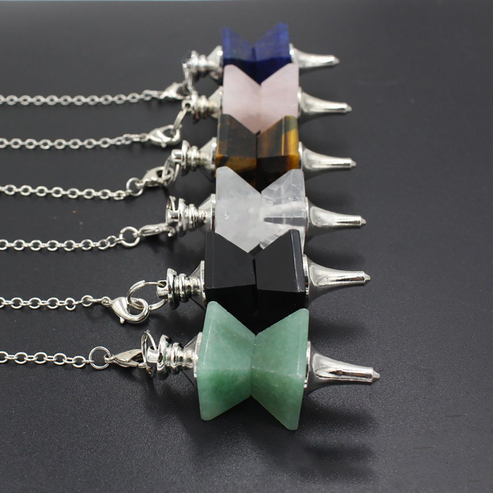 Healing Crystal Necklace 7 chakras natural aura spirit pyramid pendulum gem quartz jewelry for men and women