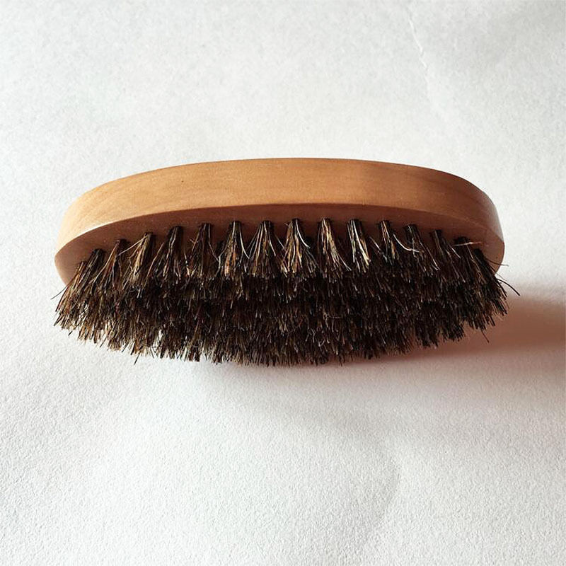 New Arrival Mens Boar Hair Bristle Hard Round Wood Handle Beard Mustache Brush Set maquiagem