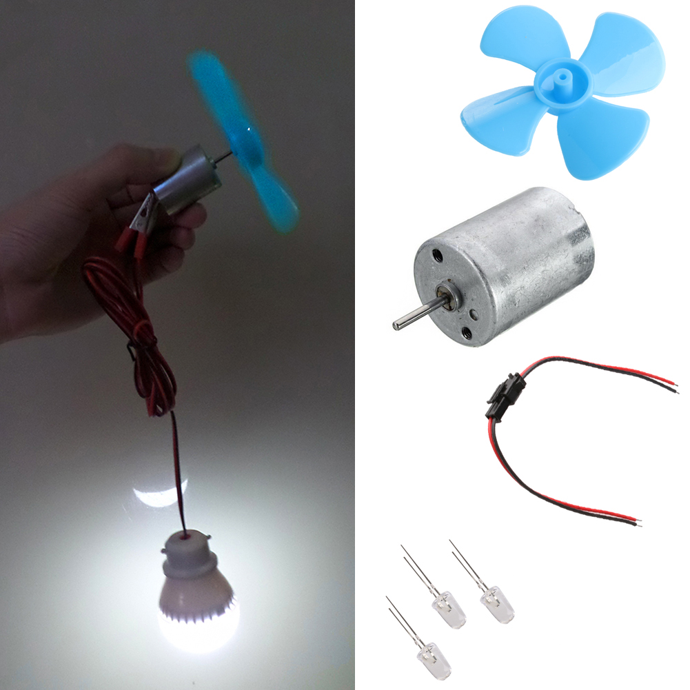 DIY Kits 6-9V Wind Turbine Micro Motor/ Mini Blue Leaf Paddle/ Diodes/ Cables