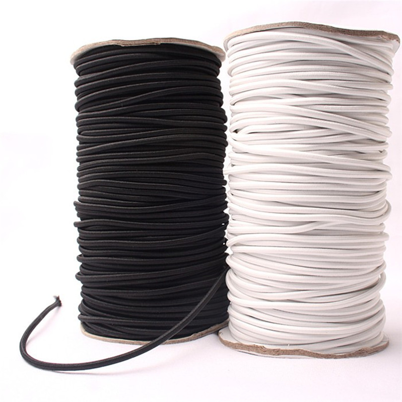 5 meters* Strong Elastic Bungee Rope Black White Shock Cord Stretch String For Repair, Outdoors 4mm Elastic SJD01