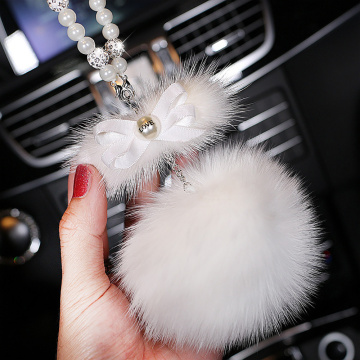 Car Pendant Cute Fur Ball Decoration Suspension Ornaments Rearview Mirror Hangings Dangle Trim Automobiles Interior Decor Gifts