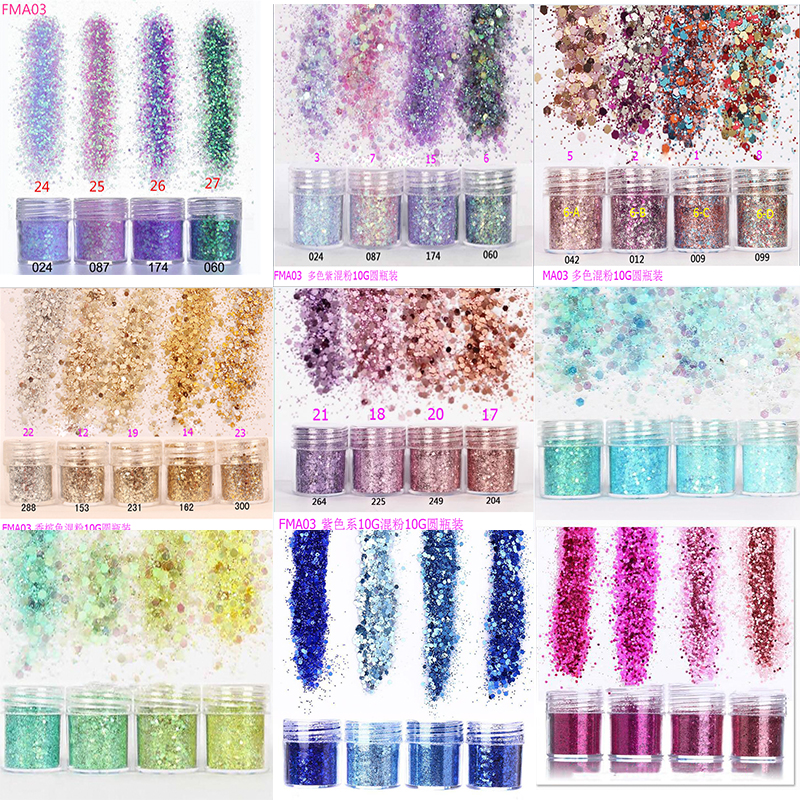 1 Box 10ml Purple Chunky Glitter Nail Sequins Iridescent Flakes Mixed Paillette Festival Glitter Cosmetic Face Hair Body Glitter