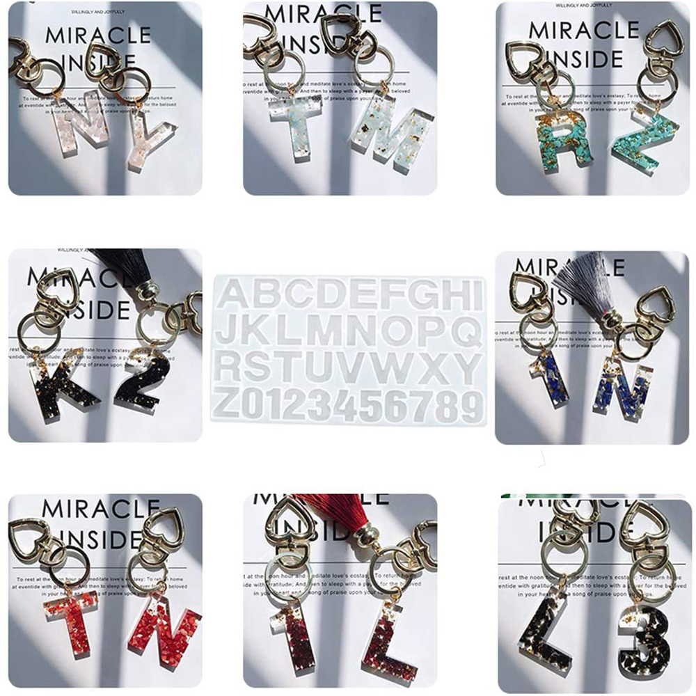 1PC Transparent Silicone Alphabet Number Molds Epoxy Silica Gel Resin Mould Keychain Pendant Ornament Casting Tools DIY Acces