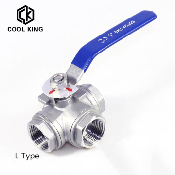 DN15 Three Way Ball Valve T/L Type Stainless Steel 304 Three-way Ball Valve 1/2