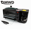 DMWD Electric 3 in 1 Breakfast Machine Multifunction Mini Drip American Coffee Maker Pizza Oven Egg Omelette Frying Pan Toaster