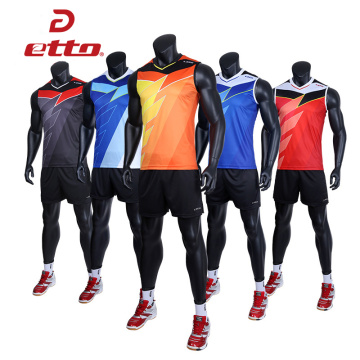 Etto Professional Men Sleeveless Jersey Volleyball Suit Sets Quick Dry Volleyball Team Uniforms Match Training Sportswear HXB023