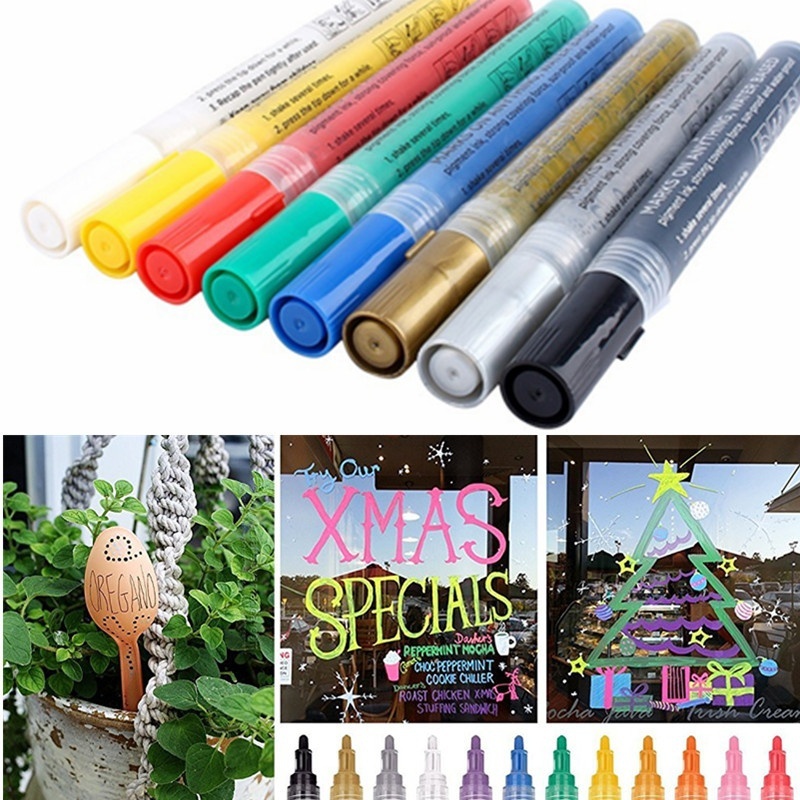 8 Colors Bright Colorful Waterproof Metallic Manga Acrylic Painter Marker Art Markers Pen Permanent Paint Pens for DIY Drawing