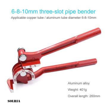 6/8/10mm Diameter 3 In 1 Bending Machinery Tubing Bender Manual Pipe Bender 180° Pipe Aluminum Alloy Heavy Duty Tube Bender