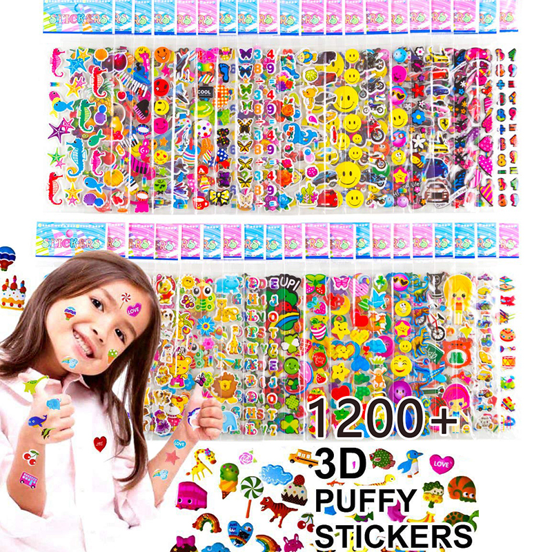 Kids Stickers 40 20 Different Sheets 3D Puffy Bulk Stickers for Girl Boy Birthday Gift Scrapbooking Teachers Animals Cartoon