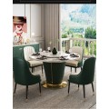 Post-modern light luxury stainless steel rectangular simple marble dining table and chair combination with storage