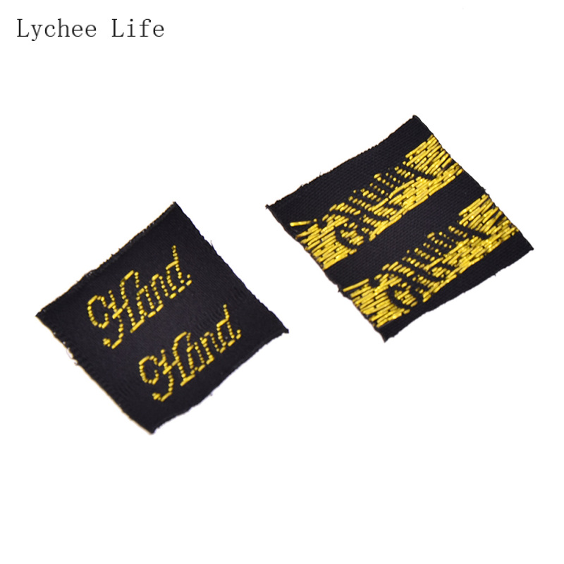 Lychee Life 100Pcs/lot Handmade Garment Label Tags Pink Gold Color Polyester Cloth Labels For Diy Sewing Crafts