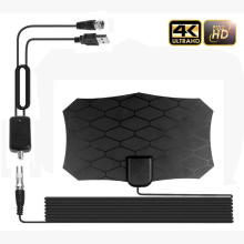 Kebidumei Flat Indoor HD Signal Digital TV Antenna with Amplifier HDTV VHF UHF black tv antenna 80 Mile Range for digital tv