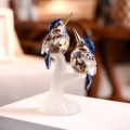 Couple Bird Crystal Crafts Glass Animal Kingfisher Figurines Miniatures For Home Decoration Collectible Xmas Gift Wedding Favors