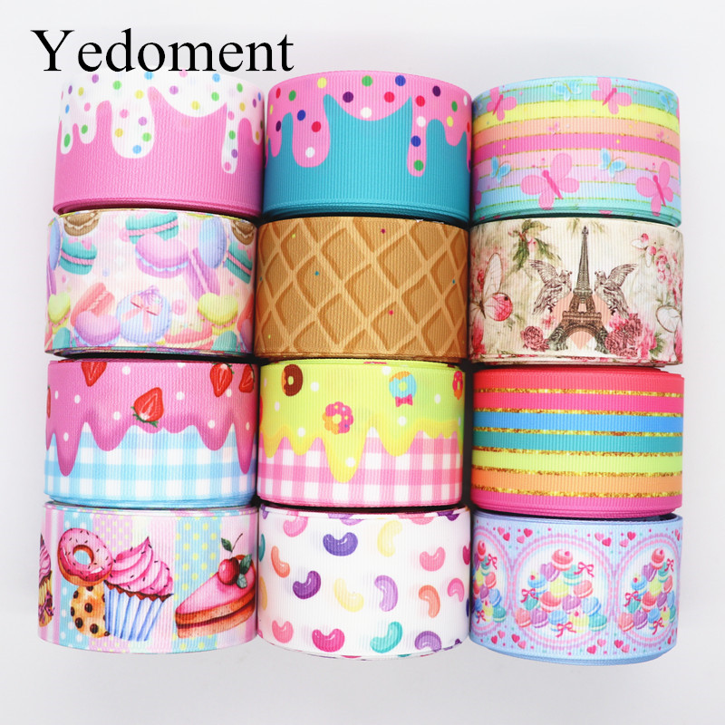 10 Yards 1.5'' (38MM) Cake,Rainbow Printed Grosgrain Ribbons For Hair Bows DIY Handmade Materials Y19082302