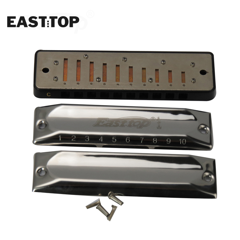 EASTTOP Blues Harmonica 10 Holes Music Instruments Chromatic Instrumentos Harp Diatonic Mouth Organ T002