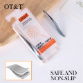 OT&T Eyelash Tweezers for Eyelashes Extensions Sliver Stainless Steel Eyebrow Hair Removal Tweezer Flat Tip Facial Makeup Tools