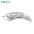 12*33mm Ivory Brass Cubic Zirconia Charms Pendants for DIY Jewelry Findings Accessories, Hole: 3mm, Model: VD58