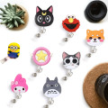 Wholesales 30pcs/lot Silicone Retractable Student Nurse Badge Reel Clip Cartoon Cat enfermera ID Card Badge Holder accessories