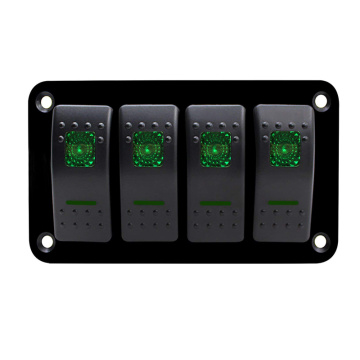 Double LED 4 Gang Car Marine Switch Panel Breaker Boat Car Rocker Switch Control Panel for Car Marine RV Caravan