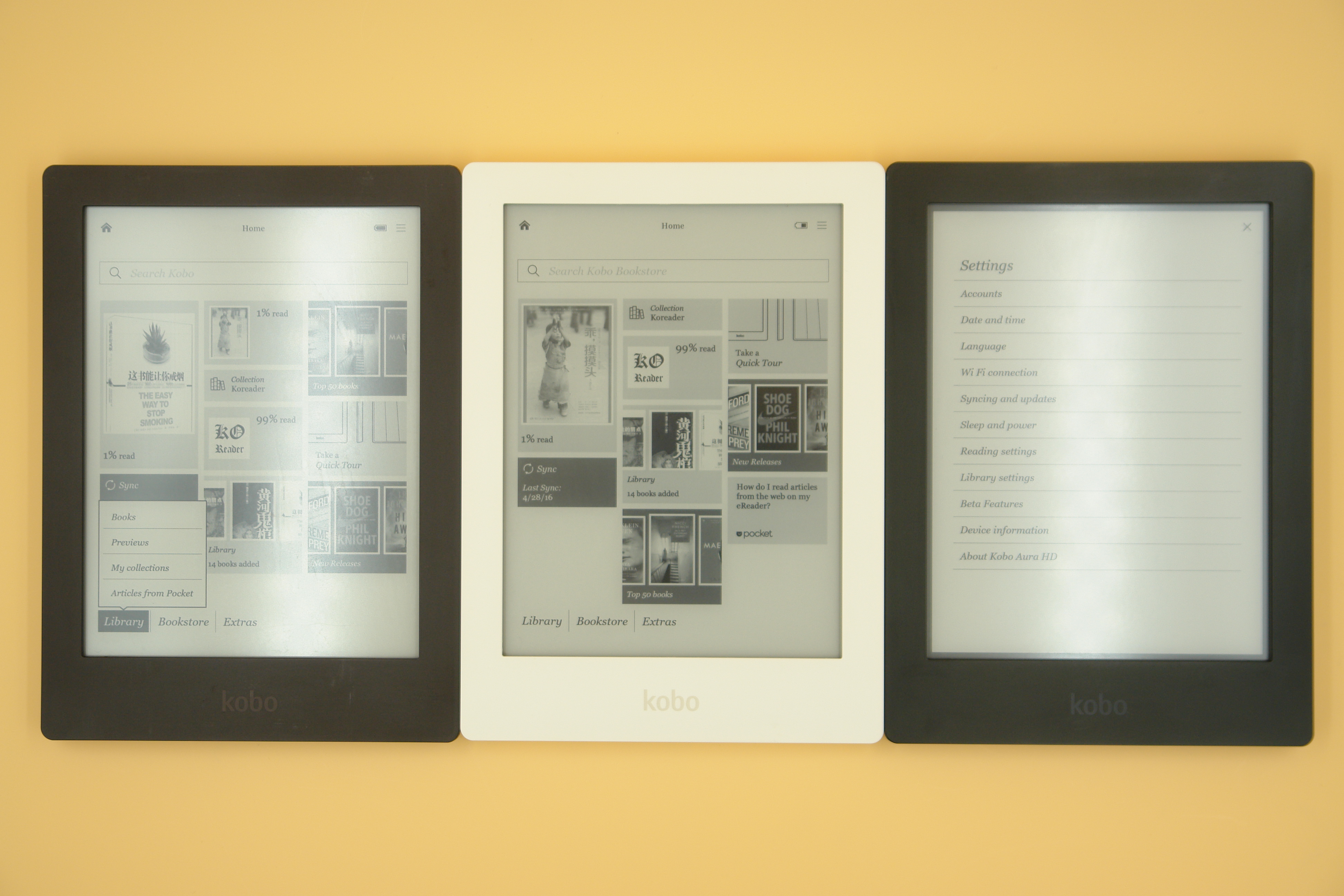 eBook eReader Kobo Aura HD 6.8 inch 1440x1080 WIFI Touch screen e Book Reader e-ink Front Light e-books Reader