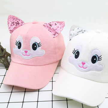 Summer New Cute Cartoon Cat Ear Baby Cap Adjustable Baseball Cap for Kids Children Boy Boy Girl Sun Hat Caps Girls Hat