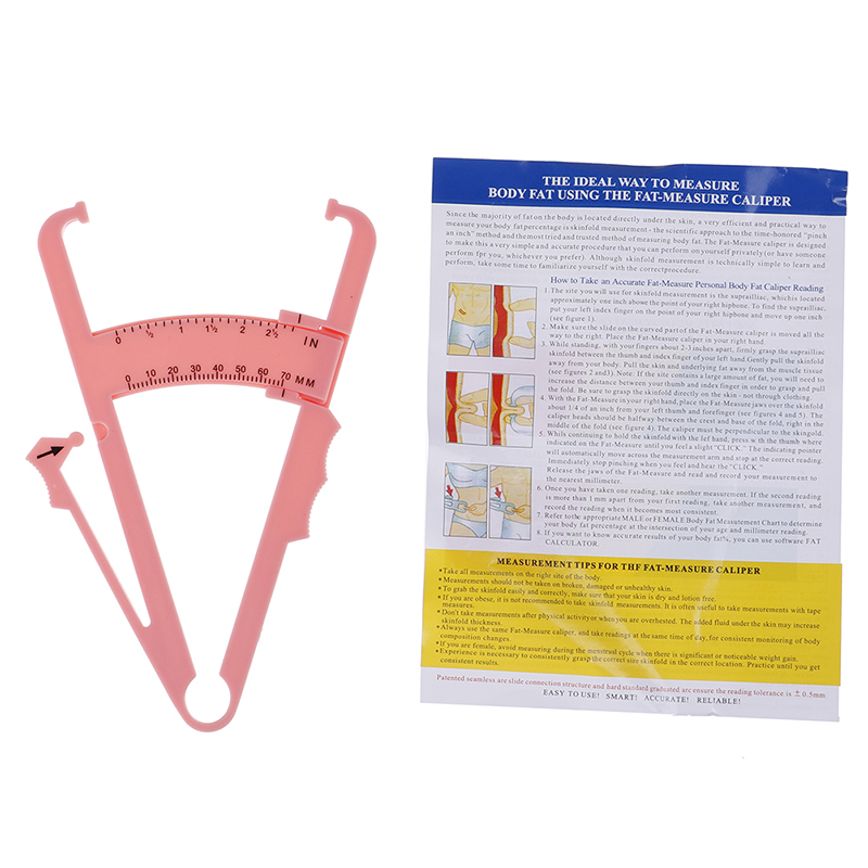 Outdoor Fitness Equipment Body Fat Caliper Body Fat Tester Skinfold Measurement Tape with Measurement Chart