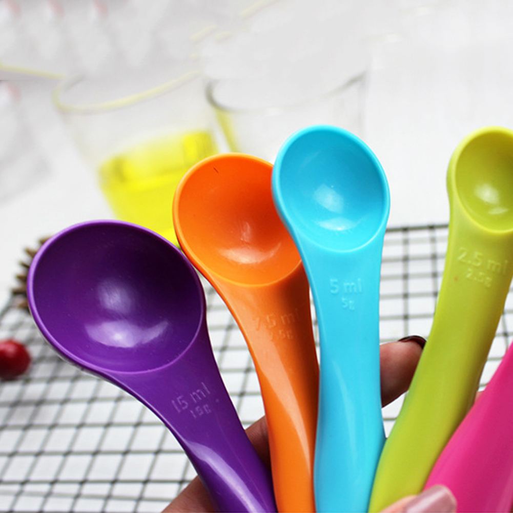 5pcs/set ABS Plastic Measuring Spoons Colorful Measure Spoon Durable Sugar Cake Baking Spoon Kitchen Measuring Tool FreeShip