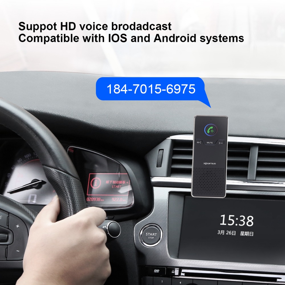 Siparnuo Aux Bluetooth Car Kit Sun Visor Hands Free Speakerphone with USB Bluetooth Voicture Handsfree Carkit
