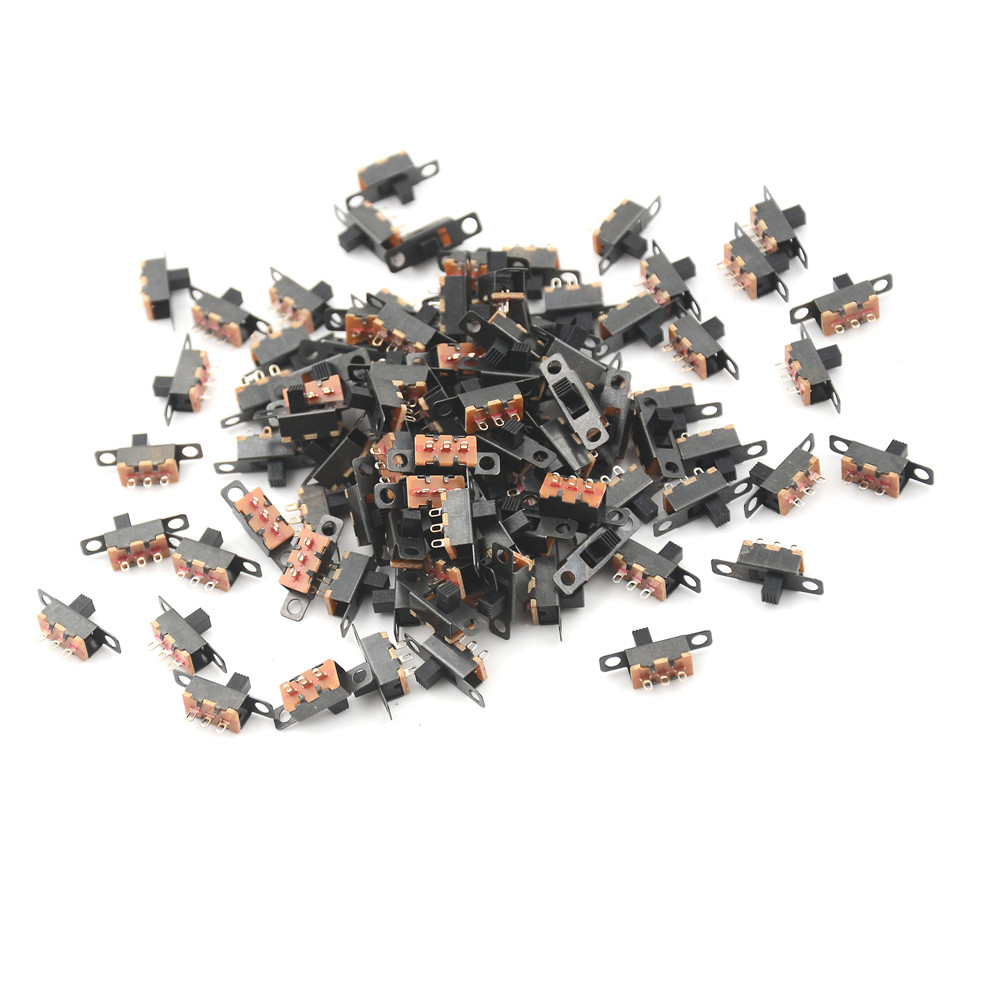100pcs 5V 0.3 A Mini Size Black SPDT Slide Switch for Small DIY Power Electronic Projects