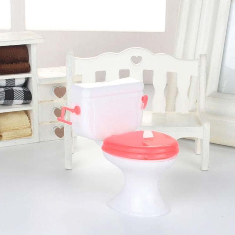 1:12 Dollhouse Furniture Bathroom Plastic Toilet Doll Toys Dongzhur Play House Toy Accessories Small Toilet Dollhouse Miniature