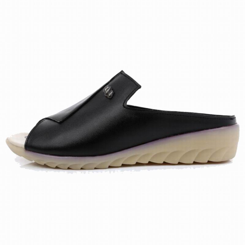 GKTINOO Women Slipper Flat Sandals Geunine Leather Peep toe Female Sandals Ladies Mules clogs Summer Shoes Big Size 34-43