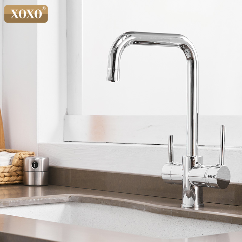 XOXO Filter Kitchen Faucet Drinking Water Blcak Deck Mounted Mixer Tap 360 Rotation Brass Pure Filter Kitchen Sinks Taps 81028