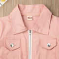 Citgeett Girls Long Sleeve Lapel Trench Kid Casual Jacket Zipped Coat Outwear Windbreaker Pink Fall Clothing