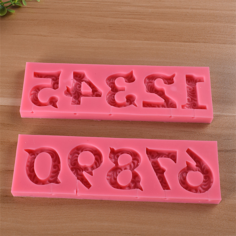 0-9 Thread 3D Number Fondant Silicone Mold Candle Sugar Craft Tool Chocolate Cake Mould Kitchen DIY Baking Decorating