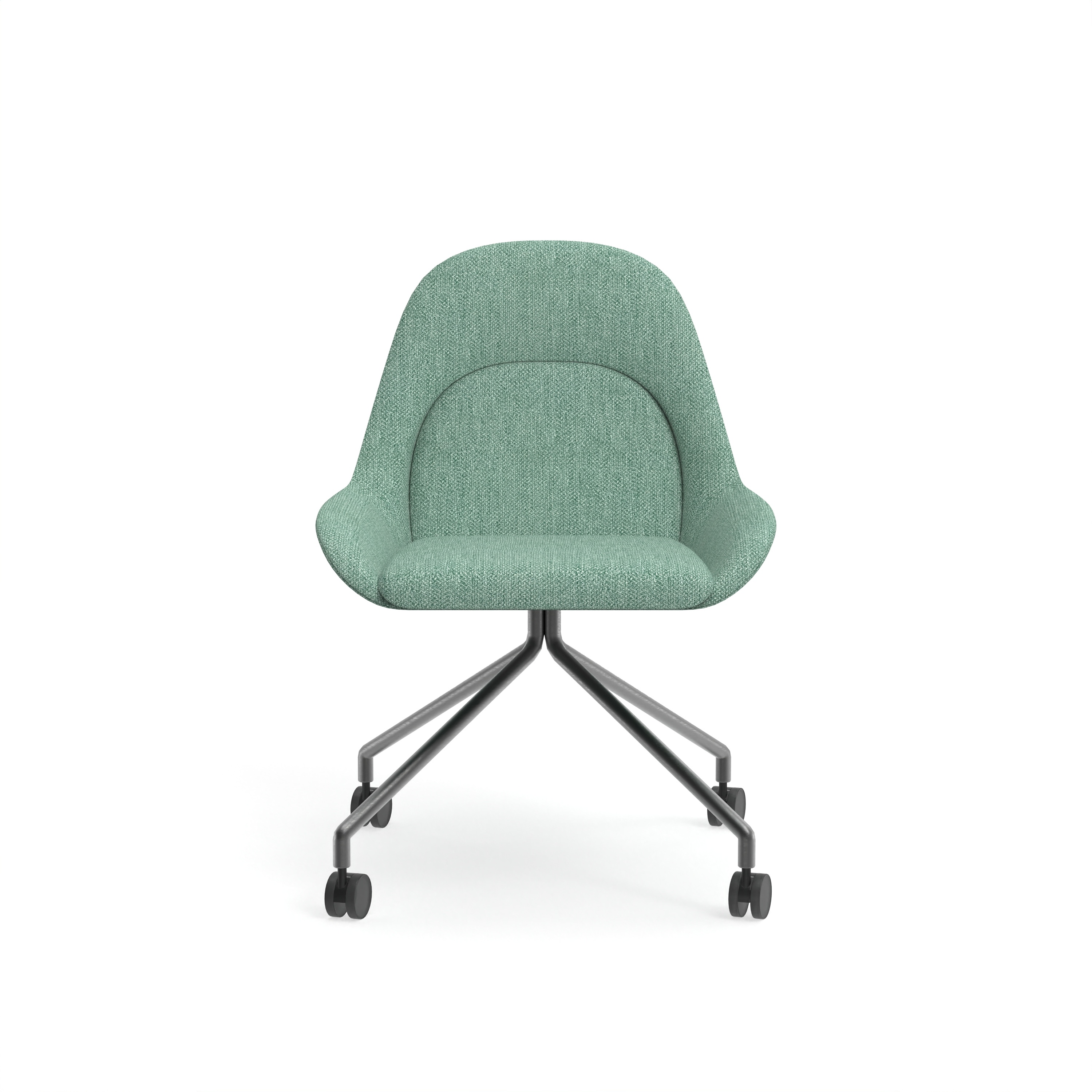 Modern Ergonomic Lounge Chairs & Conference Chairs in Light Green Fabric, Equipped with Multi - Point Lumbar Support and Metal Frames