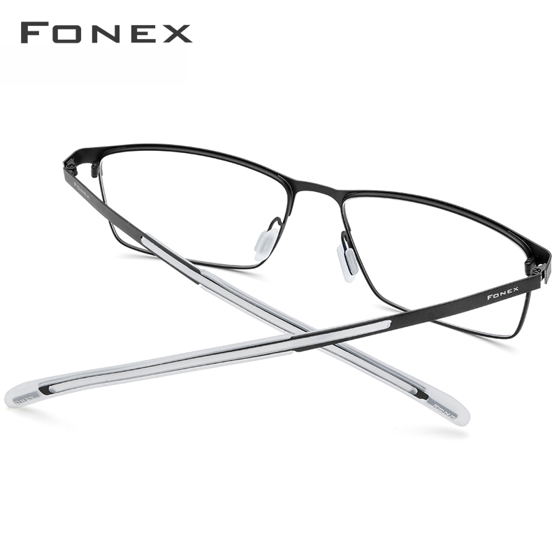 FONEX Pure Titanium Glasses Frame Men Square Myopia Optical Prescription Eyeglass Frame Man 2020 Antiskid Silicone Eyewear 8521