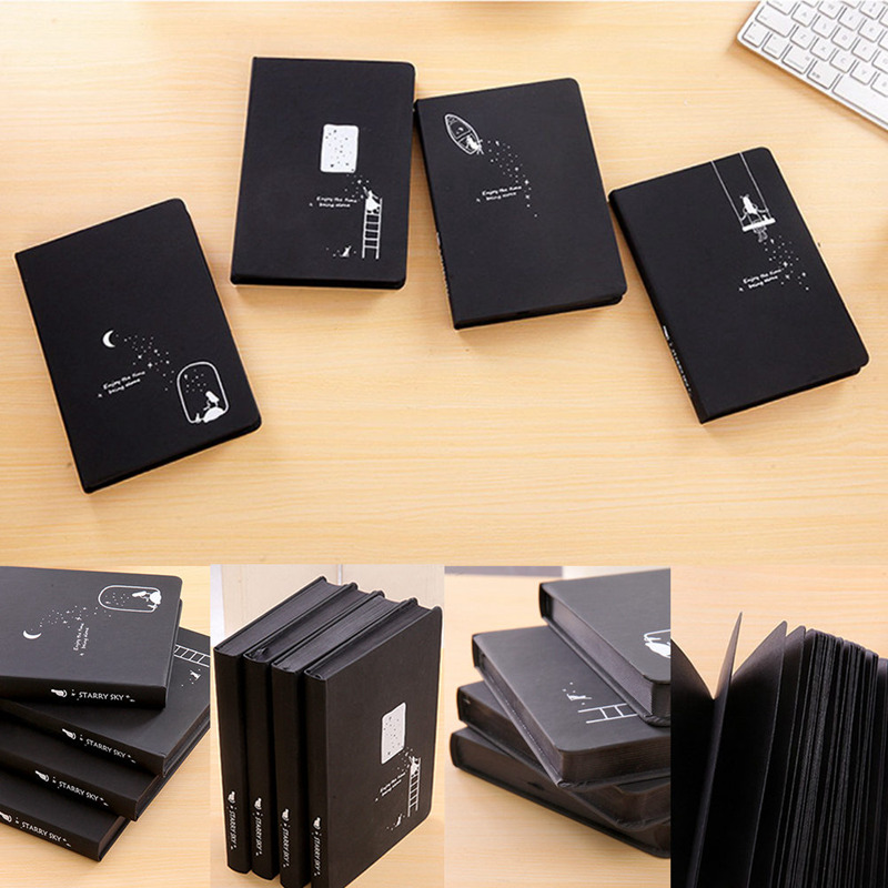 Black Paper Inner Page Notebook 96 Sheets 32k 128*186mm Album Starry Sky Style