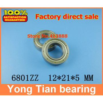 50pcs free shipping thin wall deep groove ball bearing 6801ZZ 12*21*5 mm