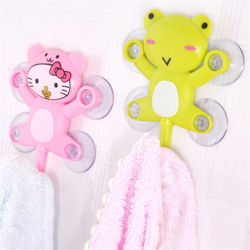 New Suction Hanger Cartoon Animal Shape Towel Clothes Cap Item Holder Kitchen Washroom Bathroom Bedroom Storage Hooks Supplis