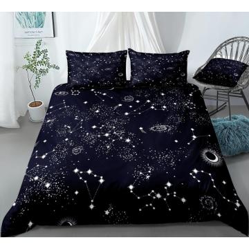 Stars Bedding Set Night Sky Bed Linen Kid Girl Boy Duvet Cover Set Black White Home Textiles Galaxy Bedclothes Men Women Bed Set