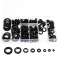 200pcs Rubber Grommet Assortment Set Black Electrical Wire Gasket Kit With a PVC Storage Case