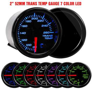 2'' 52mm Car Transmission Temperature Gauge 7 Color LED Digital Display 12V 80-260F Auto Trans Temperature Meter with Sensor